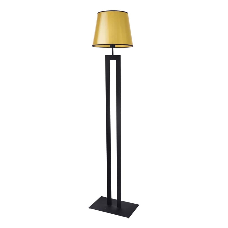 Czarno złota lampa podłogowa loft ANIKA MIRROR abażur stożek złoty PCV E27