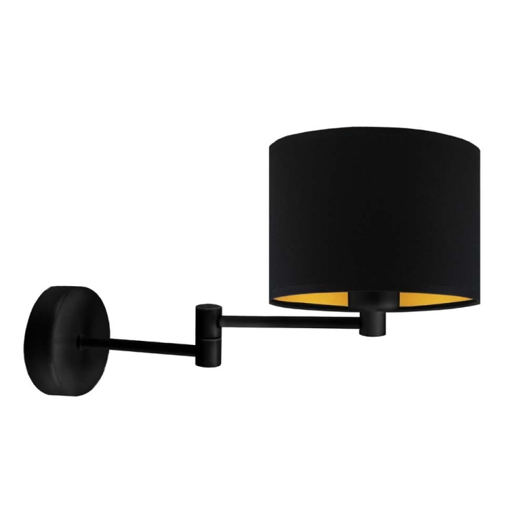 CZARNY KINKIET NA ŚCIANĘ Z CZARNYM ABAŻUREM ZE ZŁOTYM WNĘTRZEM BRENDA GOLD