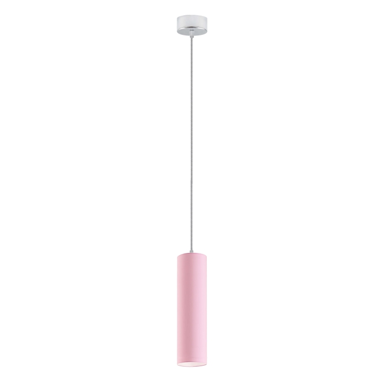 Lampa wisząca tuba KIM różowy abażur mix kolorów E14