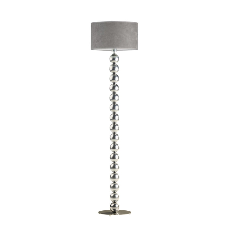 Nowoczesna lampa stojąca podłogowa welurowy abażur szary welur 40x20 cm SAMANTA VELUR E27 60W