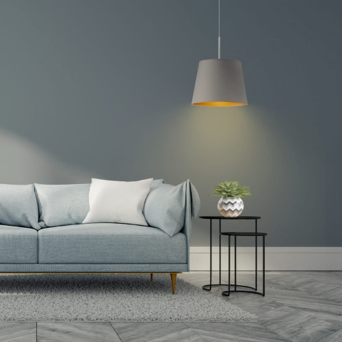 Lampa wisząca szary abażur GINA