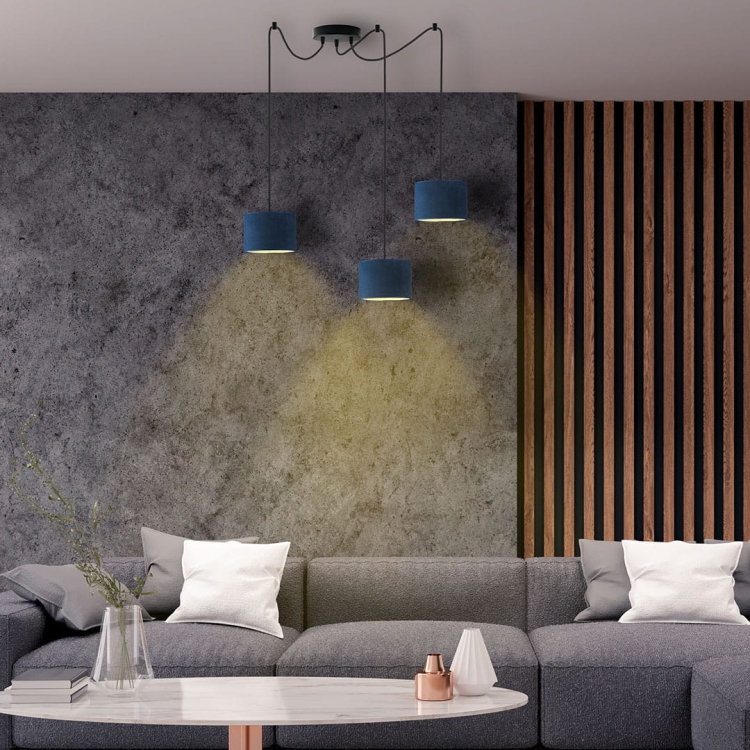 Nowoczesna lampa wisząca czarna pająk klosz zwis ALLISON W3 VELUR