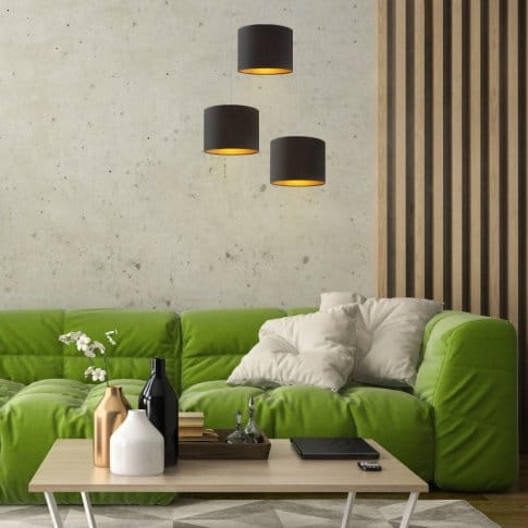 Lampa wisząca czarna 3xE27 abażur ROYAL