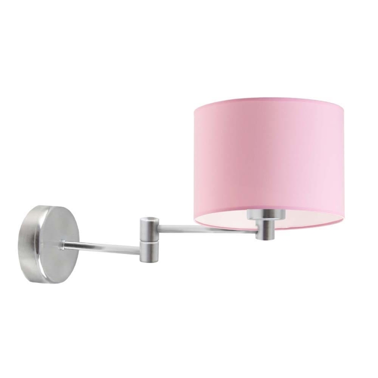 LAMPA ŚCIENNA Z RÓŻOWYM KLOSZEM BRENDA Z REGULACJĄ ROZPIĘTOŚCI