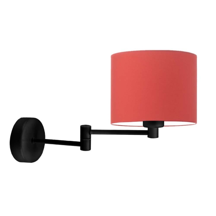 CZARNY KINKIET Z CZERWONYM ABAŻUREM DO SYPIALNI BRENDA