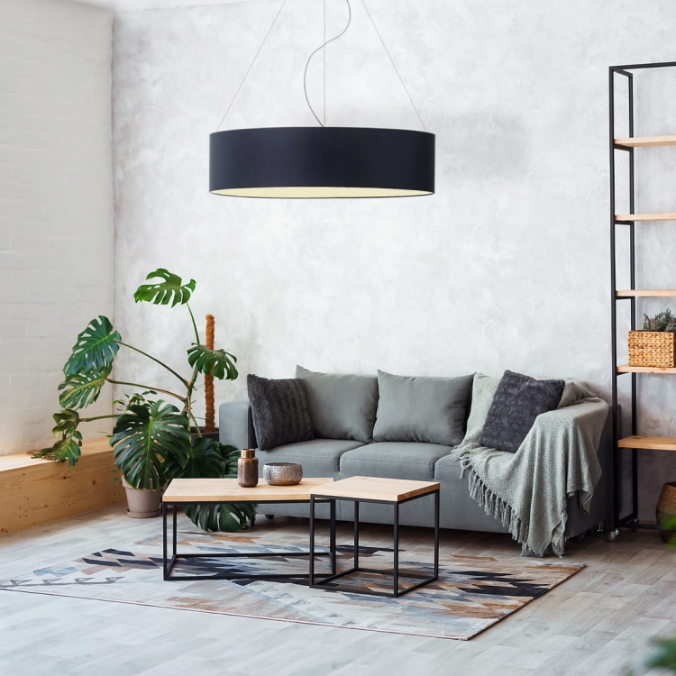 Lampa wisząca do salonu 80 cm grafitowa FEDERICA