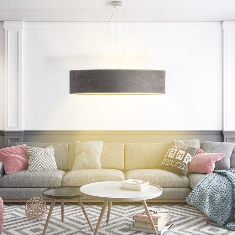 Lampa wisząca nad stół FEDERICA VELUR 100 cm szara
