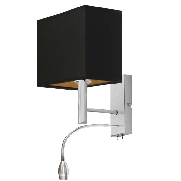 KINKIET W STYLU GLAMOUR Z CZARNYM ABAŻUREM ZE ZŁOTĄ AMPLĄ VALERIA GOLD