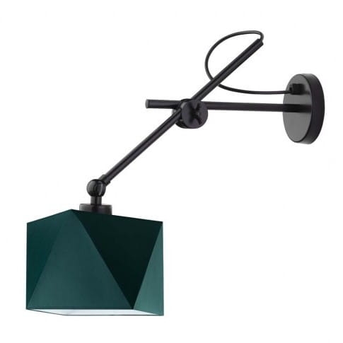 CZARNY KINKIET Z REGULOWANYM WYSIĘGNIKIEM Z ABAŻUREM ZIELEŃ BUTELKOWA SONIA