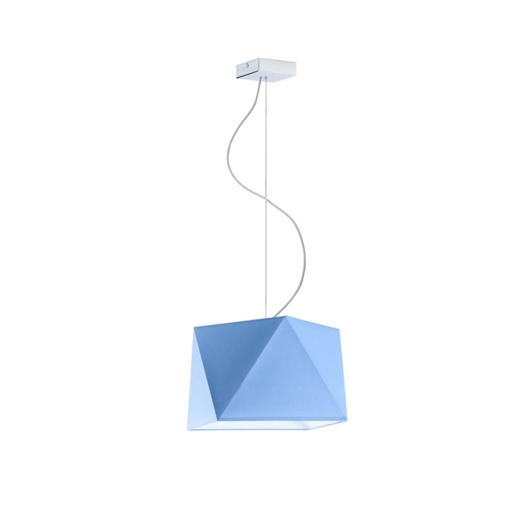 Niebieska lampa wisząca do pokoju chłopca z abażurem w kształcie diamentu RAMONA