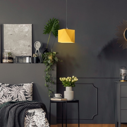 Lampa wisząca do sypialni musztardowa MARITA