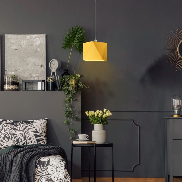 Lampa wisząca do sypialni musztardowa MARITA