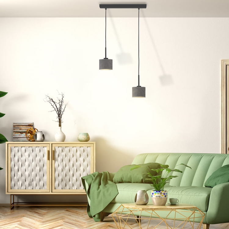 Czarna lampa wisząca do salonu MONICA VELUR 2 punktowa