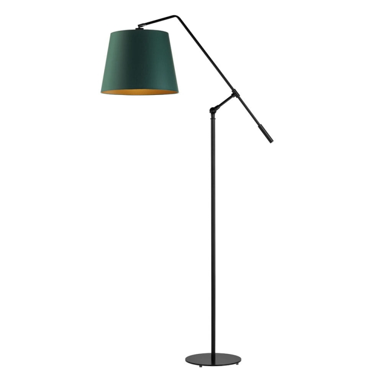 Czarna lampa stojąca z zielonym abażurem LISA GOLD