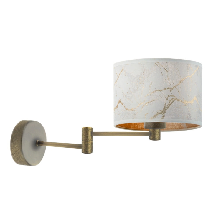 Kinkiet ścienny stare złoto BRENDA MARBLE nowoczesny marmur biały ze złotym motywem