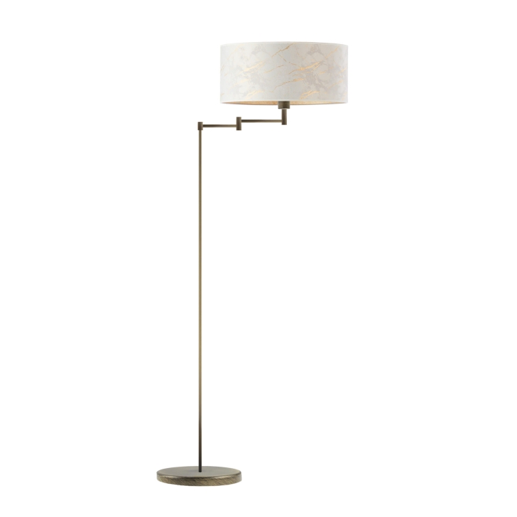 Lampa stojąca podłogowa z regulacją prawo-lewo HANNAH MARBLE biały/stare złoto wysokość 155 cm