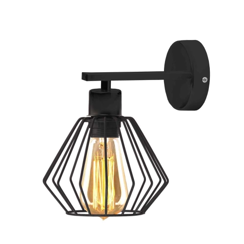 Nowoczesny kinkiet ścienny do sypialni druciany RONIA LOFT czarna lampa ścienna