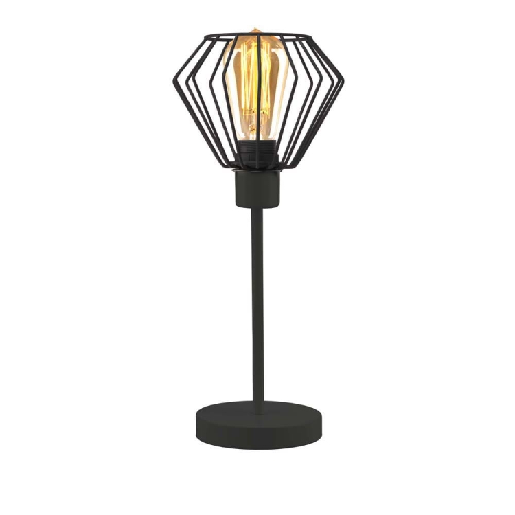 Czarna lampka nocna loftowa RITA LOFT druciany klosz E27