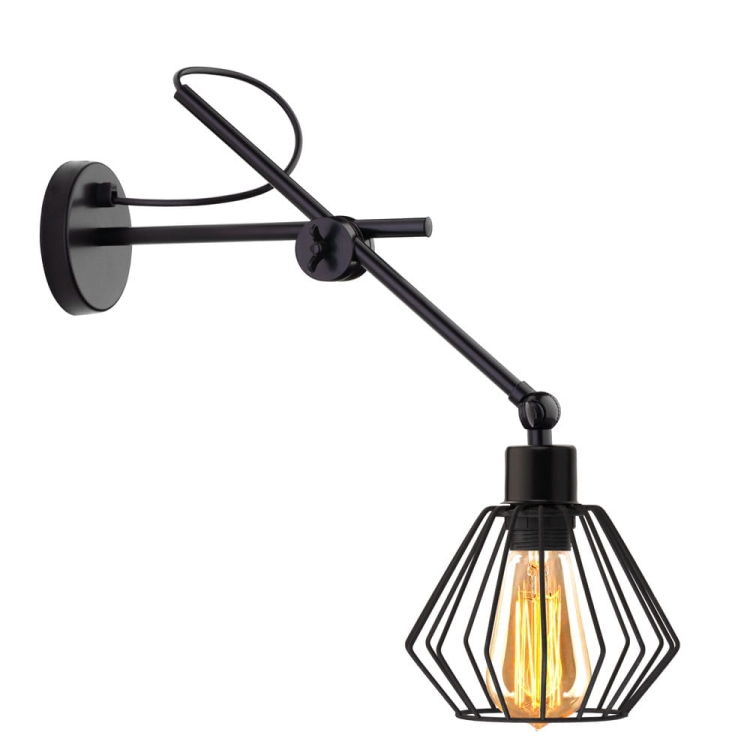 Lampa ścienna loftowa MIJA LOFT kinkiet industrialny czarny druciany