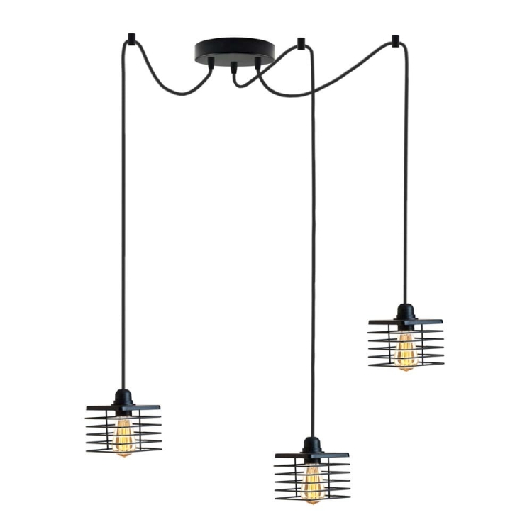 Lampy wiszące 3-punktowe GAJA LOFT lampa pająk 3xE27 loftowa