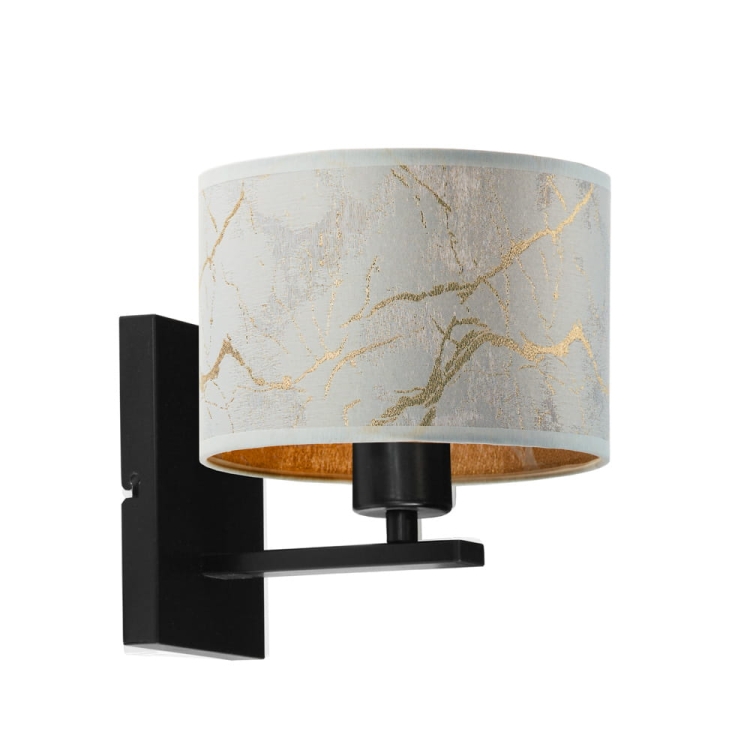 Nowoczesna lampa ścienna do sypialni z marmurowym motywem ze złotymi zdobieniami VIVIAN MARBLE