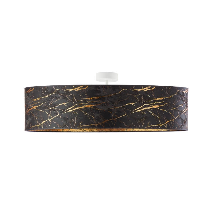 Czarny plafon do salonu lampa sufitowa 80 cm czarny marmur złote zdobienia LINDA MARBLE