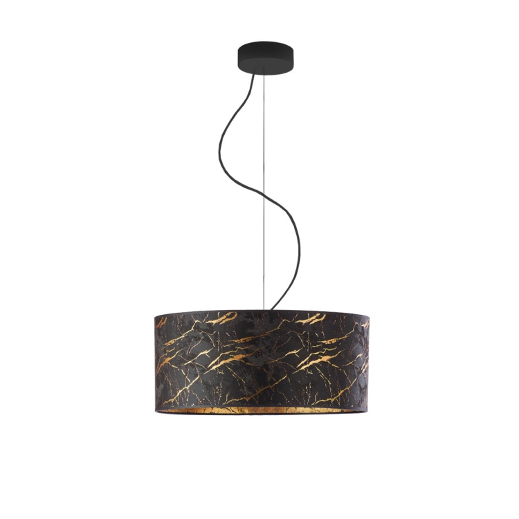 Lampa wisząca nowoczesna AMY 40 cm marmurowy klosz czarny ze złotym