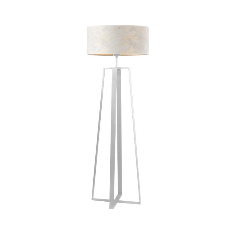 Ekskluzywna lampa stojąca na metalowej podstawie biała KATE MARBLE