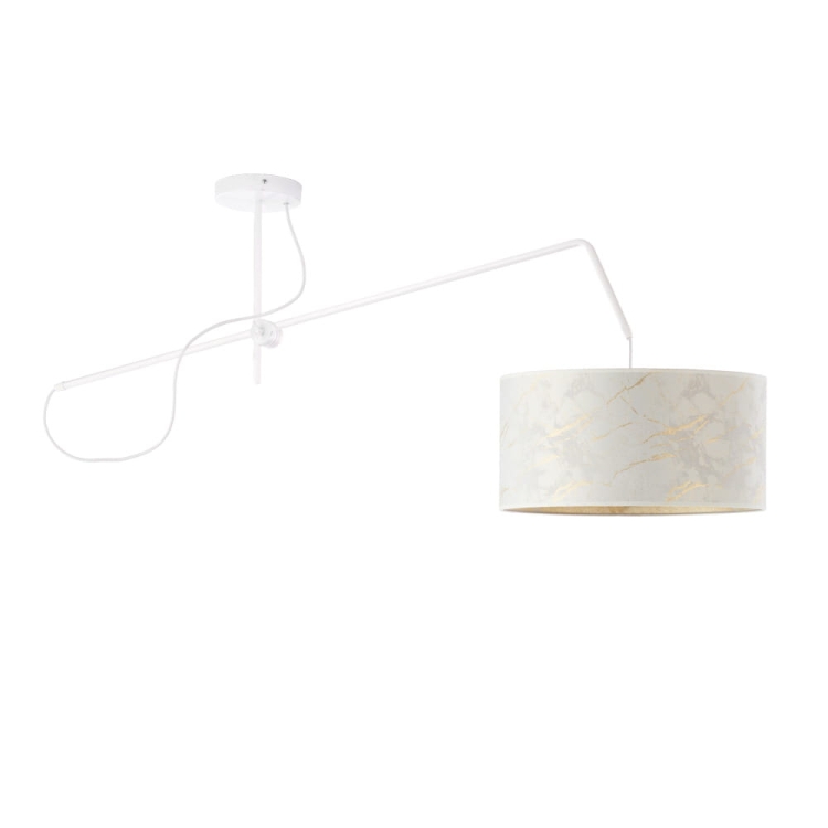 Biała lampa wisząca z regulacją GRACE MARBLE plafoniera do salonu z designerskim abażurem