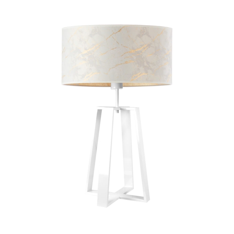 Lampa stołowa biała 60 cm marmur złote zdobienia LARISSA MARBLE