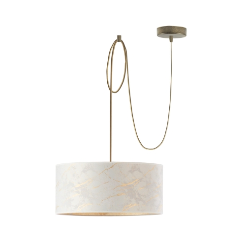 Nowoczesna lampa wisząca z regulacją przewodu ALLISON W1 MARBLE 1xE27 regulowany biały żyrandol