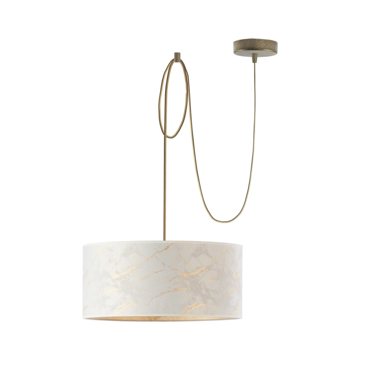 Nowoczesna lampa wisząca z regulacją przewodu ALLISON W1 MARBLE 1xE27 regulowany biały żyrandol