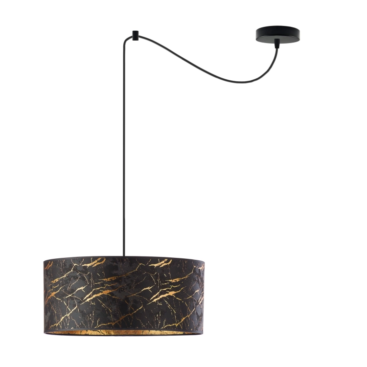 Żyrandol regulowany nowoczesny czarny ALLISON W1 MARBLE abażur walec marmur