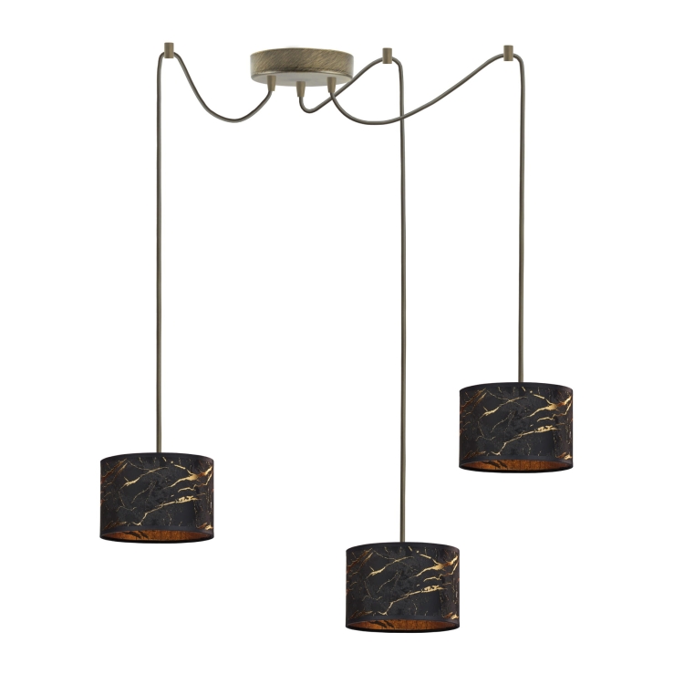 Lampa wisząca do salony czarna/stare złoto ALLISON MARBLE 3xE27