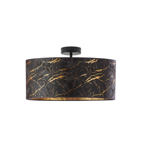 Lampa sufitowa 50 cm BELLA MARBLE plafon z tkaninowym kloszem i złotymi zdobieniami