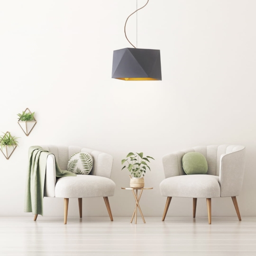 Szara lampa wisząca ze złotymi elementami RAMONA GOLD