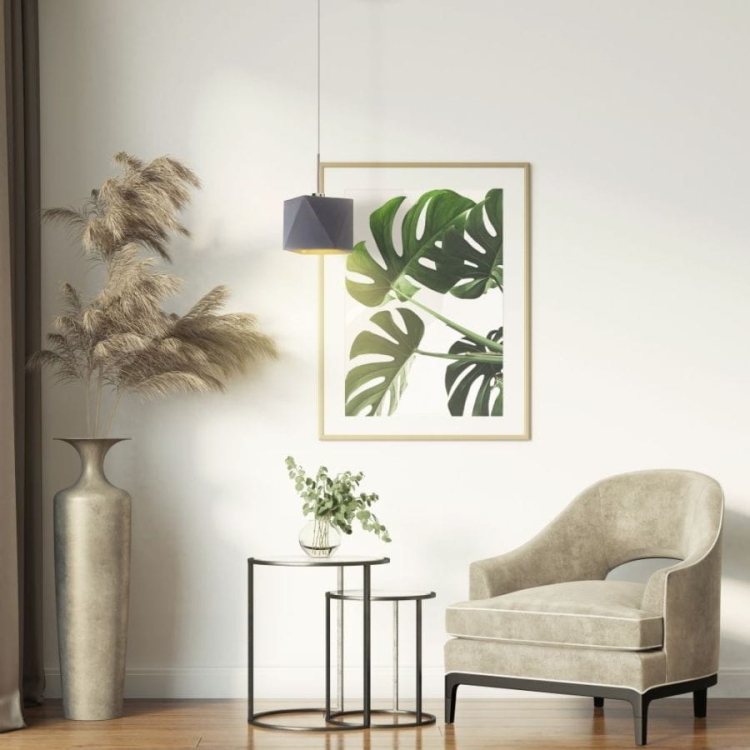 Lampa wisząca szara MARITA z geometrycznym kloszem