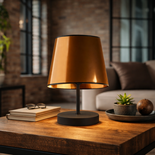 Lampka nocna MICHELLE MIRROR to stylowe oświetlenie do sypialni i salonu. Nowoczesna lampka nocna ze złotym lub miedzianym abażurem typu mirror tworzy przytulny klimat i stanowi elegancką dekorację wnętrza.