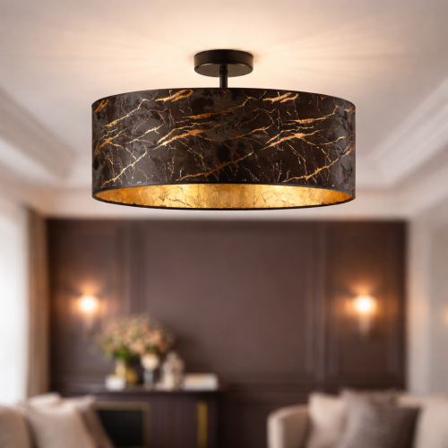 Lampa sufitowa BELLA MARBLE fi 40 cm to elegancki plafon z abażurem imitującym marmur. Dostępna w bieli i czerni, zapewnia stylowe oświetlenie wnętrza. Idealna jako nowoczesna lampa sufitowa do salonu lub sypialni.