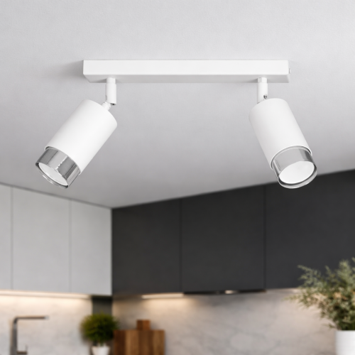 Lampa sufitowa KEIKO to nowoczesne oświetlenie LED z regulowanymi reflektorami. Stylowa, biała lampa sufitowa z chromem idealnie sprawdzi się w kuchni i salonie. Funkcjonalność, minimalistyczny design i wysoka jakość wykonania.