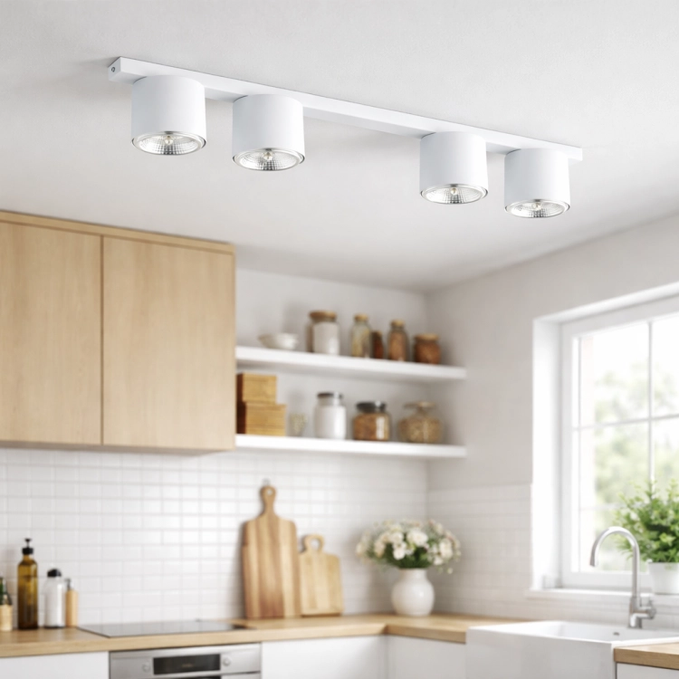 Lampa sufitowa NEUS to nowoczesny, 4-punktowy plafon w stylu skandynawskim. Minimalistyczny design, metalowa konstrukcja i możliwość podłączenia pod podwójny włącznik sprawiają, że idealnie sprawdzi się w kuchni, salonie lub korytarzu.