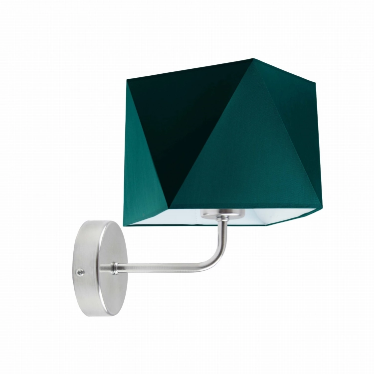 Chromowany kinkiet do sypialni z tkaninowym abażurem KAREM