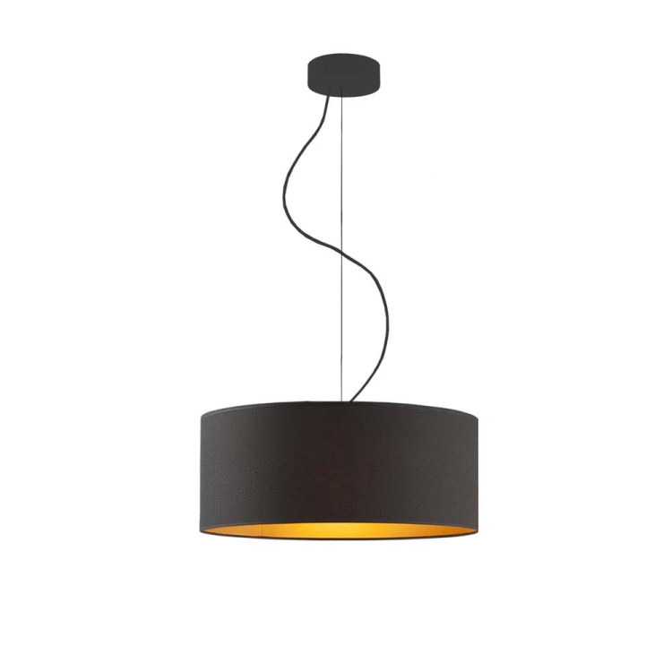 Czarna lampa wisząca 40 cm abażur ze złotą amplą