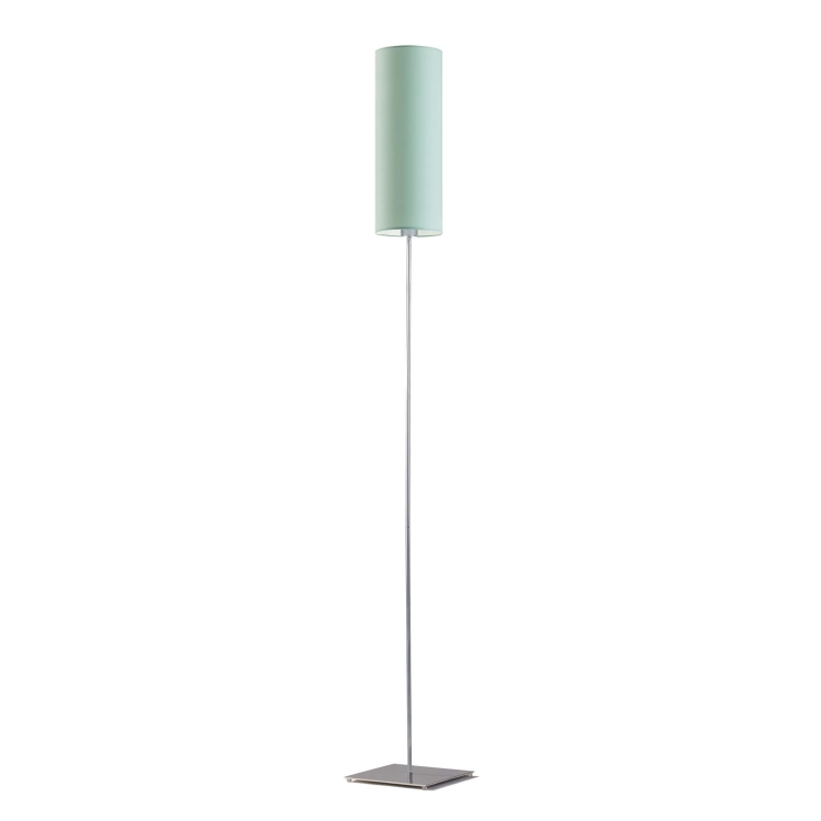 Srebrno-miętowa lampa podłogowa dla dzieci z tkaninowym abażurem tuba CLARA