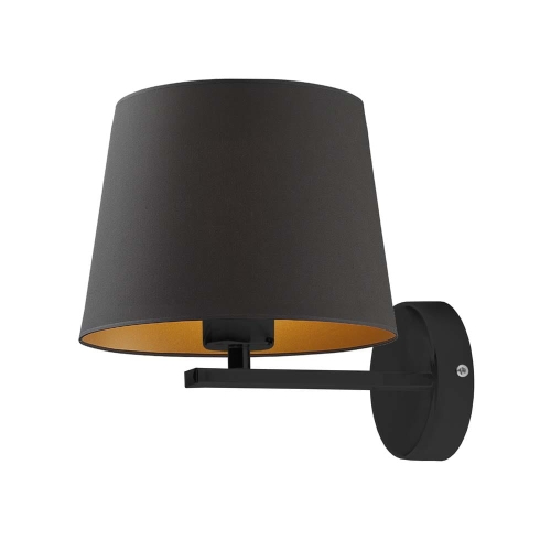 Czarny kinkiet do salonu z abażurem czarnym ze złotym wnętrzem SABINA GOLD