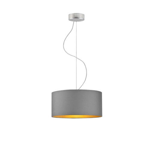 Szara lampa wisząca 30 cm AMY GOLD z abażurem