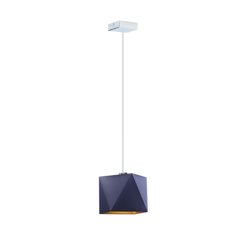 Lampa wisząca granatowa MARITA abażur diament E27 regulowany żyrandol do sypialni