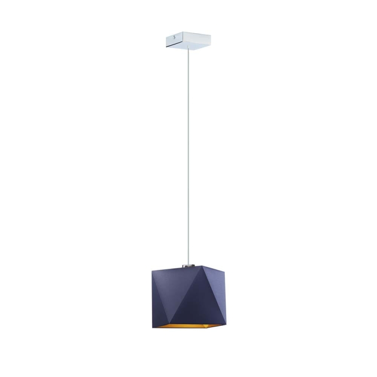 Lampa wisząca granatowa MARITA abażur diament E27 regulowany żyrandol do sypialni