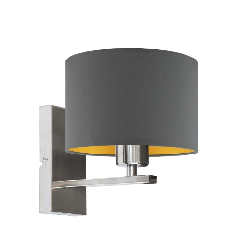 KINKIET DO POKOJU  STAL SZCZOTKOWANA Z TKANINOWYM ABAŻUREM ZE ZŁOTYM WNĘTRZEM VIVIAN GOLD